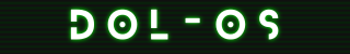 dark and light green stripped background with the white title DOL-OS