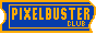 A ripped blue and gold movie ticket titled PixelBuster